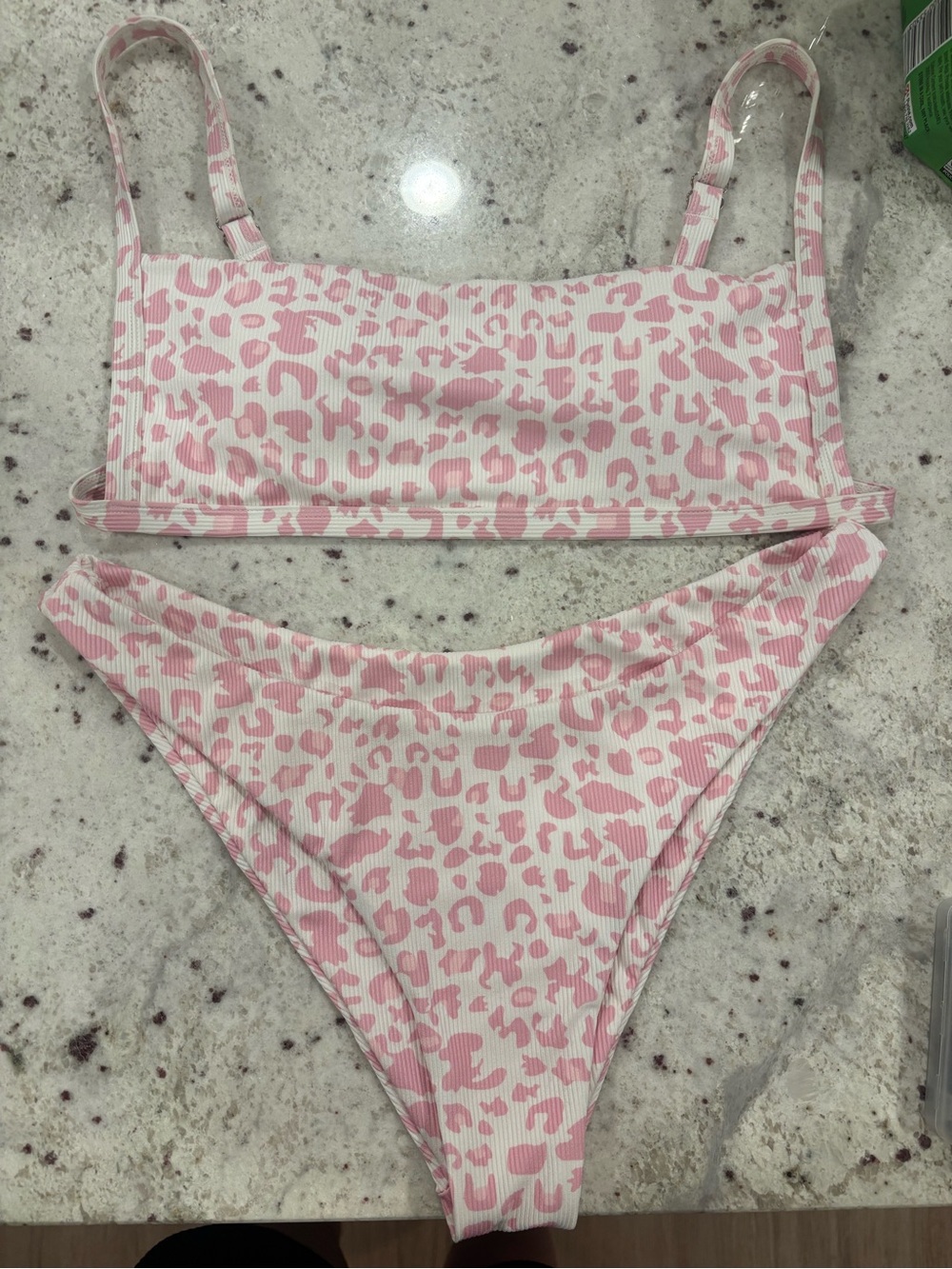 Pink Leopard Ribbed Bikini Set